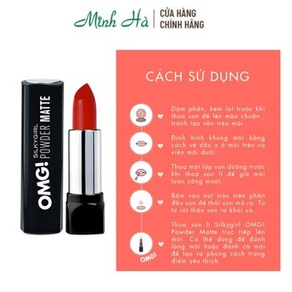 Son thỏi SilkyGirl OMG Powder Matte 3.5g son lì lên màu chuẩn mịn
