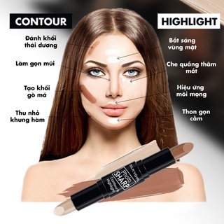 Bút tạo khối 2 đầu SilkyGirl Photo Sharp Contour & Higglight 8g tạo hiệu ứng bắt sáng cho khuôn mặt
