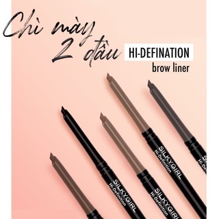 Chì kẻ mày SilkyGirl Hi Definition Brow Liner 0.35g chì kẻ mày 2 đầu giúp định hình chân mày rõ nét