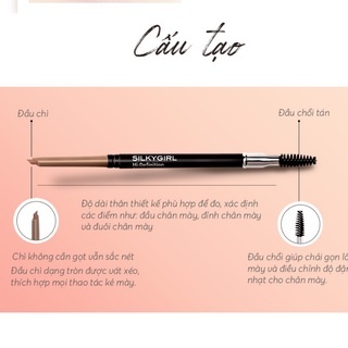 Chì kẻ mày SilkyGirl Hi Definition Brow Liner 0.35g chì kẻ mày 2 đầu giúp định hình chân mày rõ nét