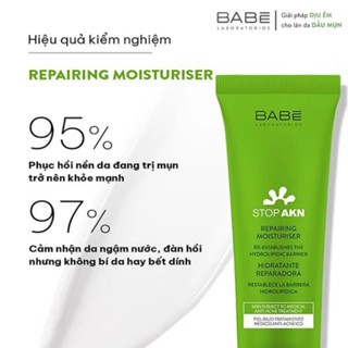 Kem dưỡng phục hồi da mụn BABE Stop AKN Hidratante Repairing Moisturiser 50ml cung cấp độ ẩm ngăn ngừa mụn