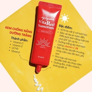 Kem chống nắng Tiam My Signature Vita Red Sunscreen SPF 50+ PA+++ 50ml giúp dưỡng sáng da