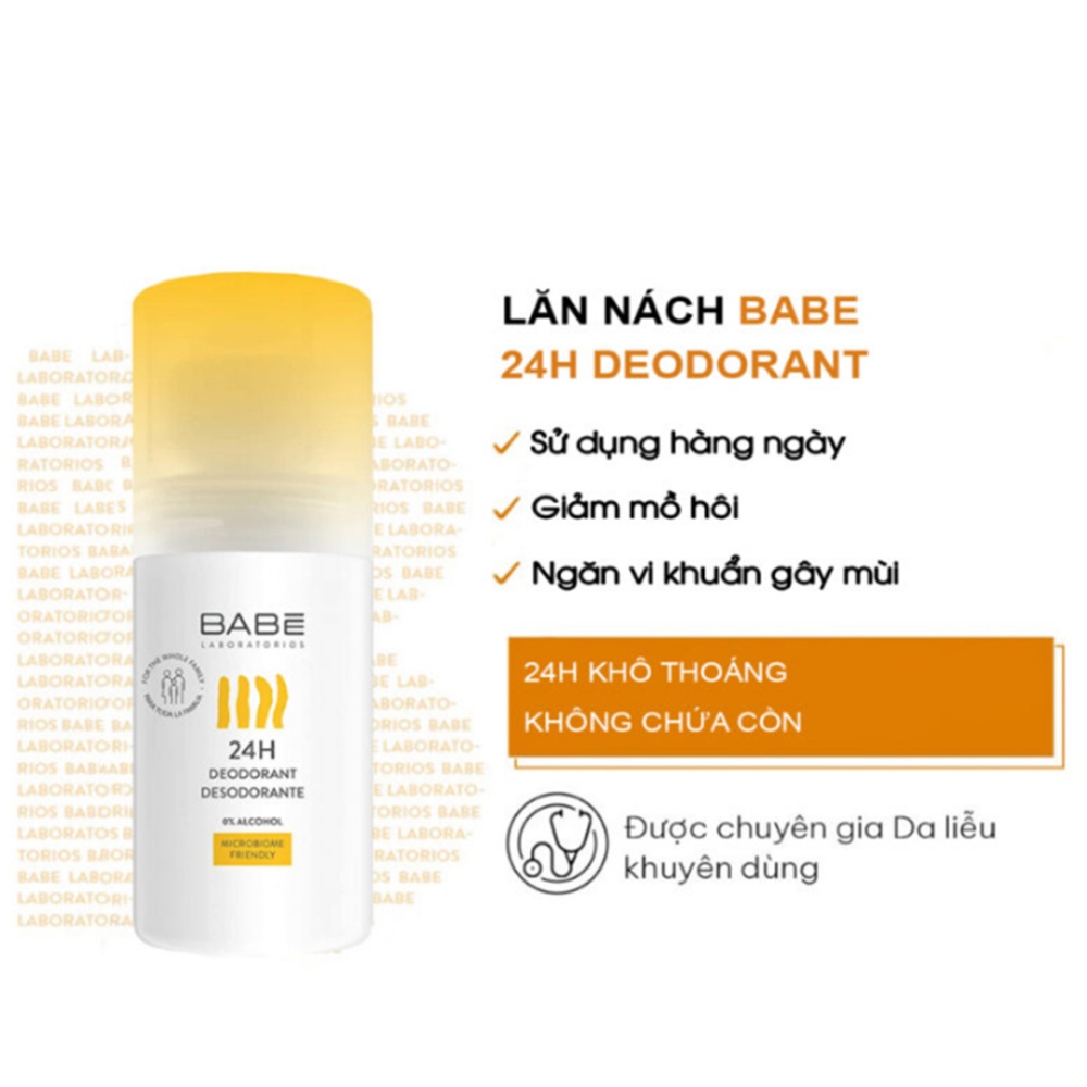 Lăn khử mùi Laboratorios Babe Desodorante 24h 50ml ngăn mồ hôi hương thơm dịu nhẹ