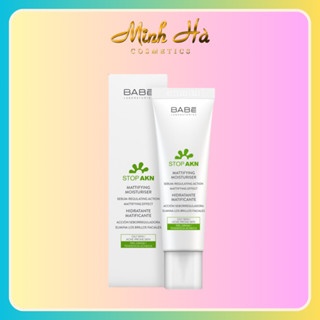 Kem dưỡng Babe Stop AKN Mattifying Moisturiser cho da dầu mụn 50ml kiểm soát dầu thừa, giảm bóng nhờn