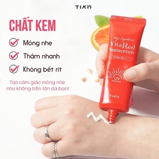 Kem chống nắng Tiam My Signature Vita Red Sunscreen SPF 50+ PA+++ 50ml giúp dưỡng sáng da