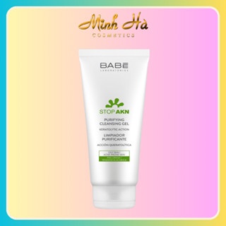 Sữa rửa mặt BABE Stop AKN Purifying Cleansing Gel 200ml dịu nhẹ cho da dầu mụn
