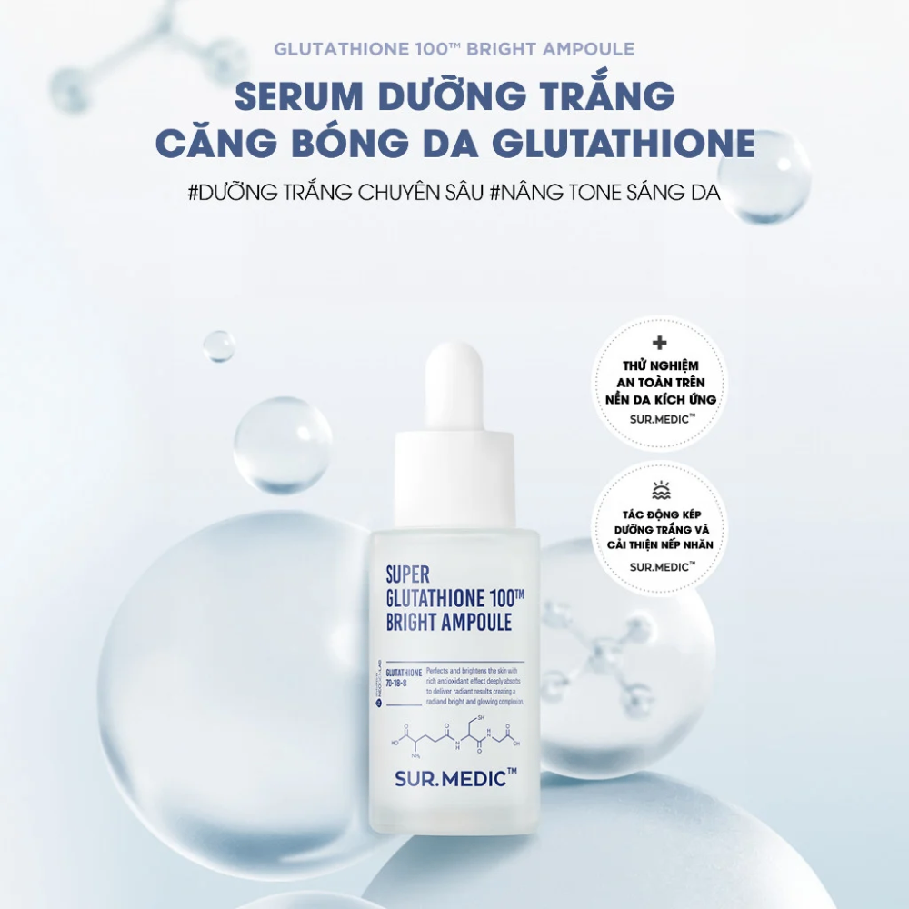 Tinh chất Sur.medic Super Glutathione 100 Bright Ampoule 32ml dưỡng trắng chuyên sâu thấm nhanh