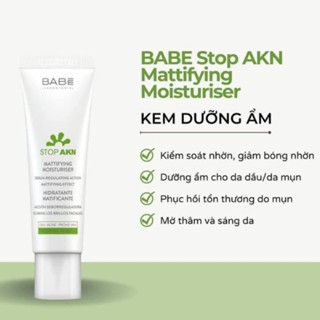 Kem dưỡng Babe Stop AKN Mattifying Moisturiser cho da dầu mụn 50ml kiểm soát dầu thừa, giảm bóng nhờn