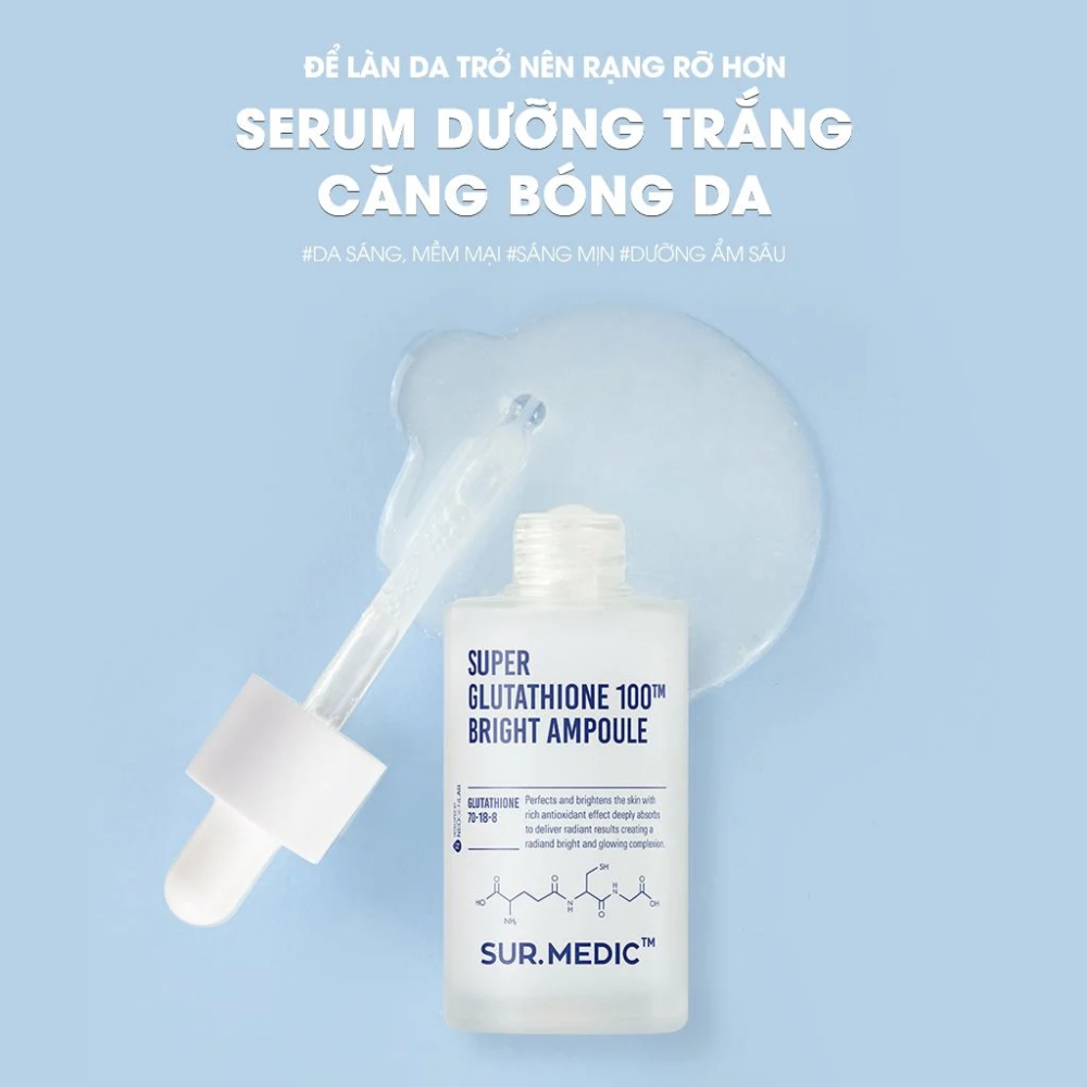 Tinh chất Sur.medic Super Glutathione 100 Bright Ampoule 32ml dưỡng trắng chuyên sâu thấm nhanh