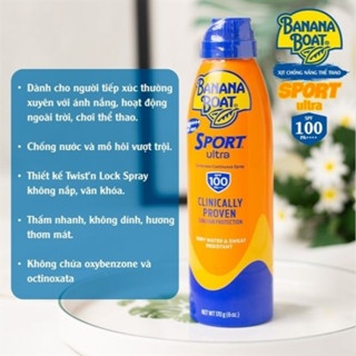 Xịt chống nắng Banana Boat Sport Ultra SPF 100 PA++++ 170g bảo vệ làn da khỏi tia UV