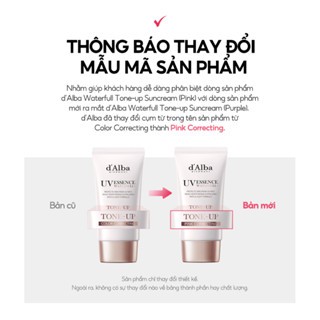 Kem chống nắng d'Alba Waterfull Tone Up Pink Purple Correcting Sun Cream SPF50+ PA++++ 50ml thuần chay an toàn lành tính