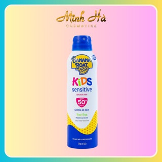 Xịt chống nắng em bé Banana Boat Kids Sensitive Sunscreen Spray SPF50+ PA++++ 170g sương mỏng mịn an toàn sử dụng