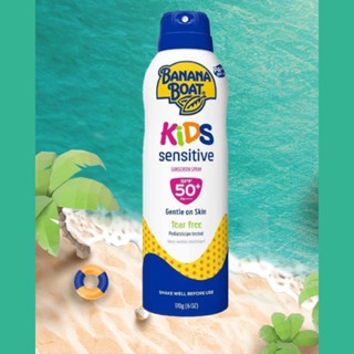 Xịt chống nắng em bé Banana Boat Kids Sensitive Sunscreen Spray SPF50+ PA++++ 170g sương mỏng mịn an toàn sử dụng