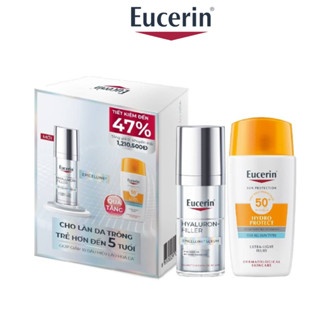 Bộ sản phẩm Eucerin Hyaluron-Filler Epicelline 30ml và kem chống nắng Hydro Ultra Light Fluid SPF50+ 50ml chăm sóc da hiệu quả
