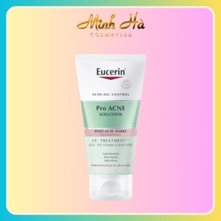 Gel rửa mặt Eucerin Pro Acne Solution 3X Treatment Gel To Foam Cleanser 75ml hỗ trợ giảm mụn mờ thâm