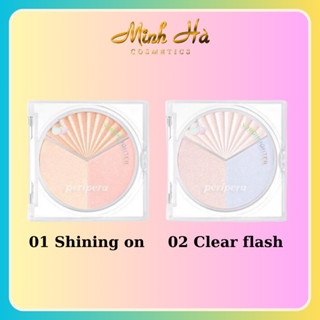 Phấn bắt sáng Peripera V Highlighter 8.3g gồm 3 tone màu ánh nhũ tạo hiệu ứng 3 chiều