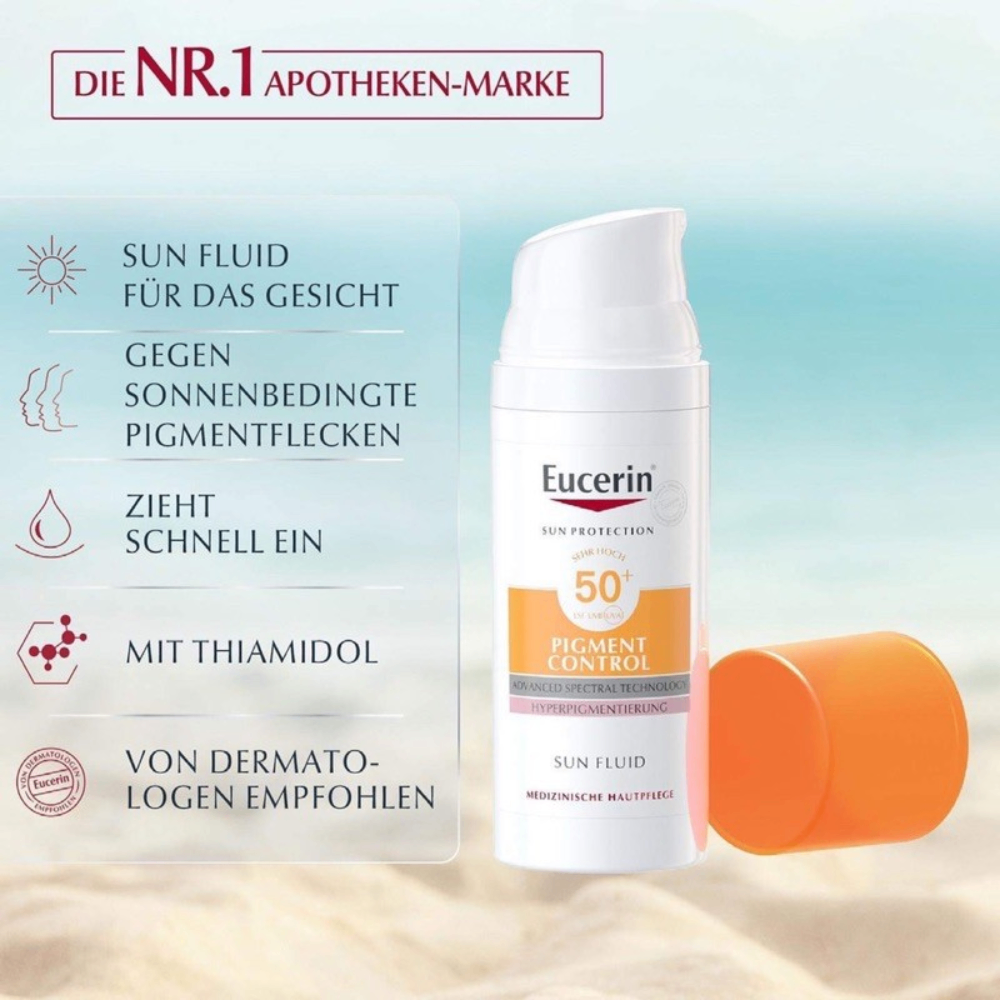 Kem chống nắng Eucerin Pigment Control Sun Fluid SPF 50+ 50ml giúp bảo vệ dưỡng ẩm da