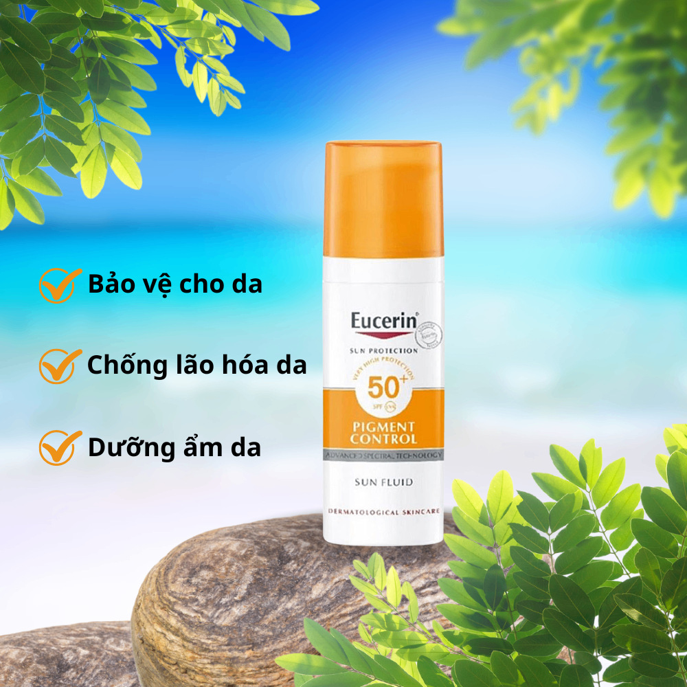 Kem chống nắng Eucerin Pigment Control Sun Fluid SPF 50+ 50ml giúp bảo vệ dưỡng ẩm da