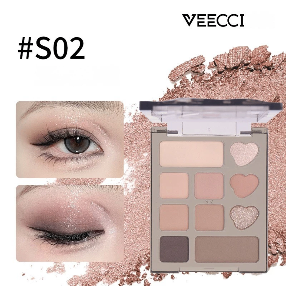Phấn mắt Veecci 10 ô Trái Tim VC052 4.2g chất phấn mịn lì lên màu chuẩn