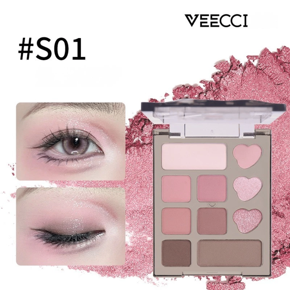 Phấn mắt Veecci 10 ô Trái Tim VC052 4.2g chất phấn mịn lì lên màu chuẩn
