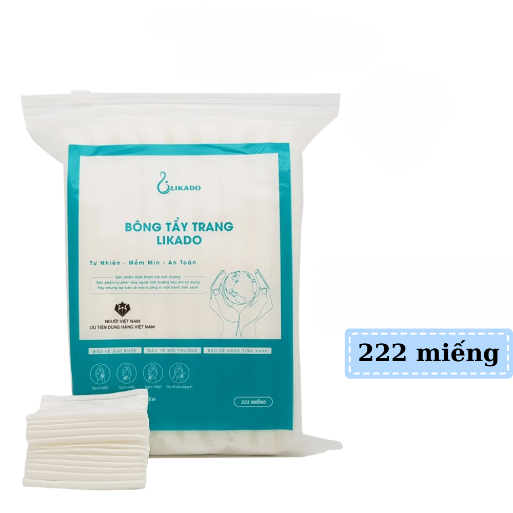 Bông tẩy trang LIKADO 222/400/600 miếng chất bông mềm mại làm sạch hiệu quả