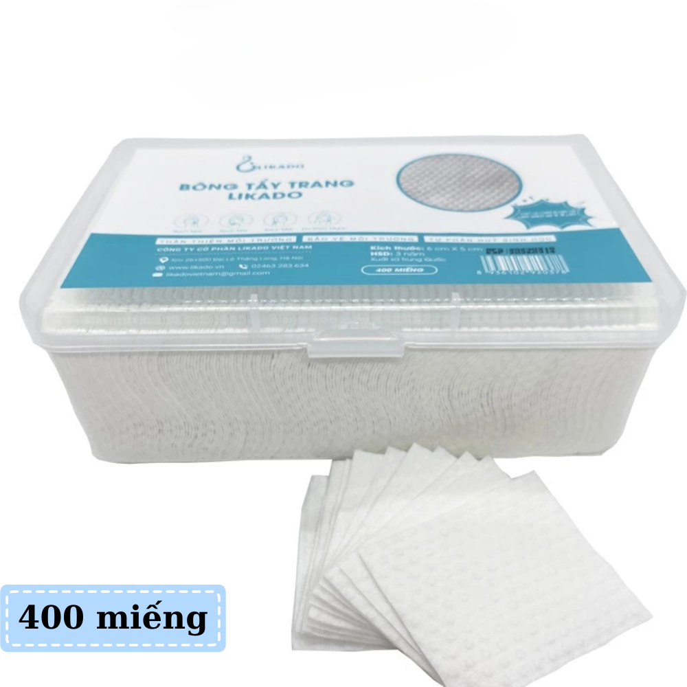 Bông tẩy trang LIKADO 222/400/600 miếng chất bông mềm mại làm sạch hiệu quả