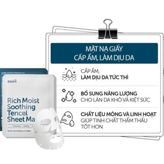 Mặt nạ Klairs Rich Moist Soothing Tencel Sheet Mask 25ml dưỡng ẩm bảo vệ da