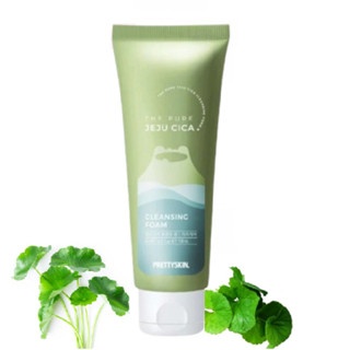 Sữa rửa mặt rau má Prettyskin The Pure Jeju Cica Cleansing Foam 150ml làm sạch bụi bẩn và dầu thừa