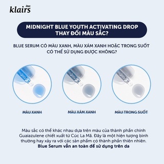Serum Klairs Midnight Blue Youth Activating Drop 20ml giúp dưỡng ẩm và phục hồi da