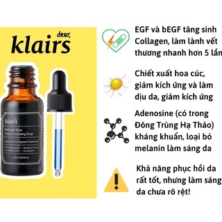 Serum Klairs Midnight Blue Youth Activating Drop 20ml giúp dưỡng ẩm và phục hồi da