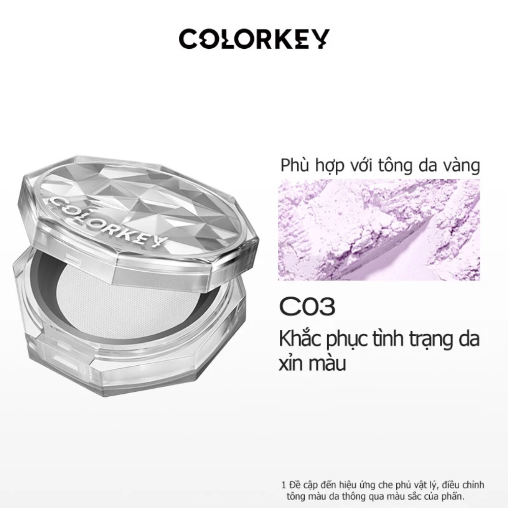 (Tặng gương + Bông phấn + Mask) Phấn phủ bột Colorkey Lasting Naturally-Occurring Loose Powder 8g kiềm dầu lâu trôi
