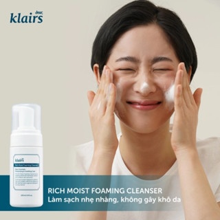 Sữa rửa mặt dạng bọt Klairs Rich Moist Foaming Cleanser 100ml phù hợp với da nhạy cảm