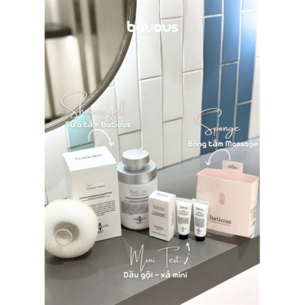 Sữa tắm trắng da Batious B3+ 500ml (Tặng kèm Set mini + bông tắm) giúp da khỏe mạnh và trắng sáng