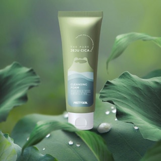 Sữa rửa mặt rau má Prettyskin The Pure Jeju Cica Cleansing Foam 150ml làm sạch bụi bẩn và dầu thừa