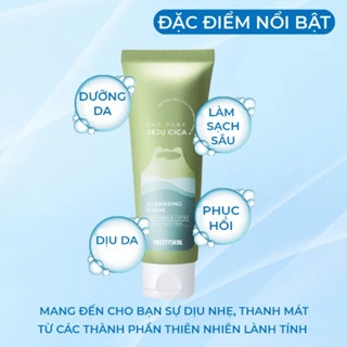Sữa rửa mặt rau má Prettyskin The Pure Jeju Cica Cleansing Foam 150ml làm sạch bụi bẩn và dầu thừa
