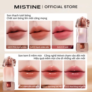 Son bóng Mistine Thai Latte Long Wear Lip Glaze + Juicy Lip Glaze 2.8g căng mọng lâu trôi