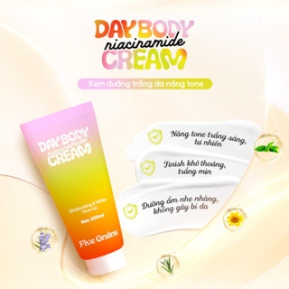 Sữa dưỡng thể Five Grains Niacinamide Day Body Cream Moisturizing & White Tone-Up 200ml dưỡng ẩm và làm sáng da