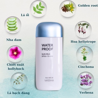 Kem chống nắng Missha Waterproof Sun Milk SPF50+ PA++++ 70ml chống nắng kiềm dầu