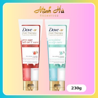 Kem xả serum 2in1 Dove Hair Therapy Sensitive Scalp Care, Pro-age all-in-1 care 230ml giúp mái tóc chắc khỏe