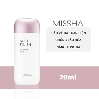 Kem chống nắng Missha Soft Finish Sun Milk SPF50+ PA++++ 70ml dành cho da nhạy cảm