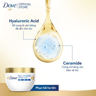 Kem ủ tóc Dove Hyaluronic Acid & Biotin và Hyaluronic Acid & Ceramide 300ml ngăn gãy rụng tóc, phục hồi hư tổn