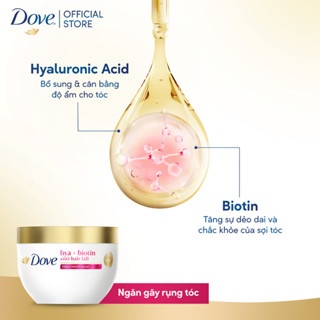 Kem ủ tóc Dove Hyaluronic Acid & Biotin và Hyaluronic Acid & Ceramide 300ml ngăn gãy rụng tóc, phục hồi hư tổn