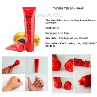 Kem đa năng Lucas Papaw Ointment 25g làm dịu da, lành vết thương, khắc phục các tình trạng nứt nẻ
