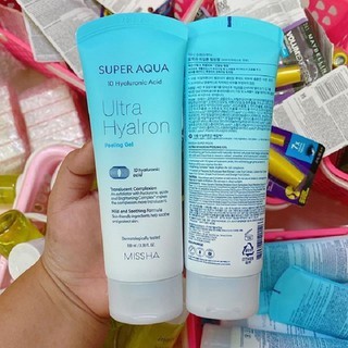 Tẩy da chết Missha Super Aqua 10 Hyaluronic Acid Ultra Hyalron Peeling Gel 100ml làm sạch bụi bẩn gây tắc nghẽn da