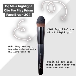 Cọ phấn má + highlight Clio Pro Play Prism Face Brush 204 3g cọ lông mềm mại, tạo cảm giác dễ chịu