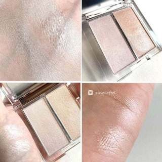 Phấn nhũ bắt sáng highlight 2 ô Clio Prism Highlighter Duo 7g hộp vuông nhỏ nhắn chất phấn nhũ siêu mịn
