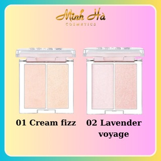 Phấn nhũ bắt sáng highlight 2 ô Clio Prism Highlighter Duo 7g hộp vuông nhỏ nhắn chất phấn nhũ siêu mịn