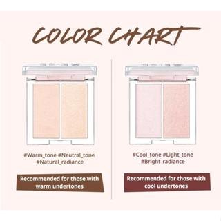 Phấn nhũ bắt sáng highlight 2 ô Clio Prism Highlighter Duo 7g hộp vuông nhỏ nhắn chất phấn nhũ siêu mịn