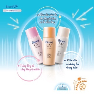 Sữa chống nắng Biore UV SPF50+/PA+++ 30/40ml thấm nhanh kết cấu nhẹ không nhờn rít