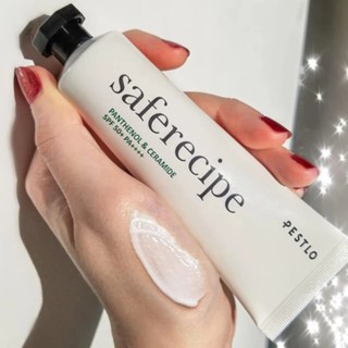 Kem chống nắng Pestlo Saferecipe Panthenol & Ceramide SPF 50+ PA++++ 50ml kết cấu mỏng mịn dễ tán thấm nhanh vào da